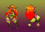 big_butt breasts butt female green_eyes green_nipples hair huge_butt humanoid_pointy_ears nipples not_furry orange_hair pointy_ears short_stack solo thick_thighs unknown_artist 4chan vivian_james humanoid imp