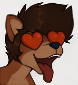 anthro blue_nose brown_body brown_fur brown_hair fur hair heart_eyes heart_symbol looking_forward male short_hair simple_background solo three-quarter_view tongue tongue_out toony white_background marsminer awooga_(meme) keith_(marsminer) mammal mustelid otter 2023 digital_media_(artwork) headshot_portrait portrait