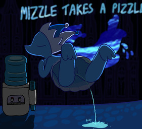 biped blue_body blue_bottomwear blue_clothing blue_hat blue_headwear blue_skirt bodily_fluids bottomwear clothed clothing dress eyes_closed feet female fool's_hat foot_focus genital_fluids genitals harsh_lighting hat headgear headwear innie_vulva peeing peeing_on_ground skirt solo text unusual_bodily_fluids unusual_genital_fluids unusual_urine upskirt urine urine_on_ground urine_stream vulva water water_cooler watersports fogspot deltarune undertale_(series) darkner elemental_creature mizzle_(deltarune) water_creature watercooler_(deltarune) aliasing digital_media_(artwork) english_text shaded