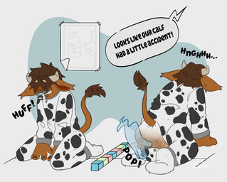 anthro bodily_fluids clothing diaper disembodied_hand embarrassed feces genital_fluids ghost_hand male pacifier pajamas pooping soiled_diaper soiling soiling_diaper solo unclean_diaper urine used_diaper using_diaper wet wet_diaper wetting wetting_diaper possumkiddo bovid bovine cattle grunt mammal 2024 absurd_res hi_res