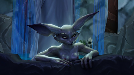 bath bedroom_eyes female fur looking_at_viewer moonwell narrowed_eyes pose seductive solo teasing water wet wet_body wet_fur jjmanilla blizzard_entertainment warcraft felicity_plundersail canid canine fox mammal vulpera 16:9 3d_(artwork) 4k absurd_res blender_(artwork) digital_media_(artwork) hi_res widescreen