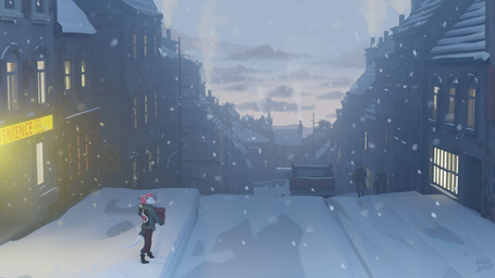 ambiguous_gender anthro car chimney city cityscape clothed clothing detailed_background digitigrade digitigrade_footwear footwear furgonomic_footwear furgonomics group holding_object jacket military outside plant poster_(object) sign smoke snow snowing soldier street tail tapering_tail topwear tree vehicle walking warrior window winter rollerbirdy project_silverfish inheritor lizard reptile scalie blender_(artwork) digital_media_(artwork) hi_res signature