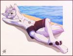 abs anthro biceps chest_tuft clothing feet fur hair male muscular muscular_anthro muscular_male nipples paws pecs scar solo swimwear tattoo toes tuft white_body white_fur gothwolf balasch arctic_wolf canid canine canis mammal wolf digital_media_(artwork)