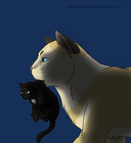 ambiguous_gender bite black_body black_fur blue_eyes duo feral feralized fur quadruped scruff_bite text white_body white_fur yellow_body yellow_fur ouivon attack_on_titan erwin_smith levi_ackerman domestic_cat felid feline felis mammal 2013 alpha_channel url