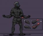 black_body black_exoskeleton bodily_fluids cum erection exoskeleton genital_fluids genitals male multi_arm multi_eye multi_limb penis simple_background solo arrwulf destiny_(video_game) alien eliksni 2017 cel_shading hi_res model_sheet shaded