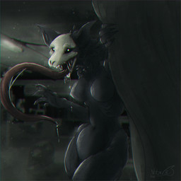 anth anthro camera camera_overlay camera_view female female_anthro horror_(theme) hospital hospital_room slim small_waist tongue tongue_out nebula_goldenstar scp_foundation scp-1471-a malo 1:1 absurd_res hi_res