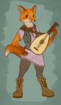 anthro bard clothed clothing female fur lute musical_instrument orange_body orange_fur plucked_string_instrument solo string_instrument pyritie pathfinder canid canine fox mammal red_fox true_fox 2017 digital_media_(artwork) hi_res