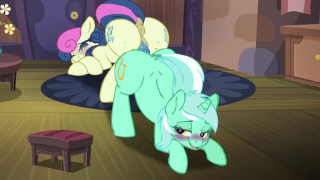 anus ass_up big_butt bouncing_butt butt butt_jiggle butt_ripple cabin dildo double_dildo double_dildo_in_pussy duo female female/female female_feral feral feral_on_feral footstool genitals horn inside jiggling looking_pleasured penetration puffy_anus sex_toy sharing_dildo sharing_sex_toy vaginal vaginal_penetration vulva buttercup_saiyan friendship_is_magic hasbro my_little_pony mythology bonbon_(mlp) lyra_heartstrings_(mlp) equid equine horse mammal mythological_creature mythological_equine pony unicorn 16:9 animated hi_res high_framerate short_playtime sound video widescreen