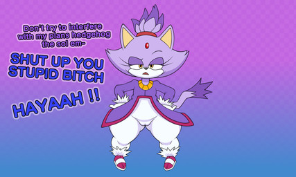 anthro camel_toe checkered checkered_background eyelashes female flat_chested forehead_gem fur gem genitals gradient_background half-closed_eyes hands_on_hips huge_hips huge_thighs narrowed_eyes pattern_background purple_body purple_fur simple_background solo text thick_thighs vulva wide_hips mia_(artist) pervymarioman sega sonic_the_hedgehog_(series) blaze_the_cat domestic_cat felid feline felis mammal 2025 absurd_res english_text hi_res