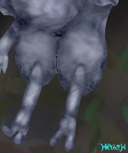 2_toes animal_genitalia anus butt feet feral foot_focus frill_(anatomy) genital_slit genitals male presenting presenting_anus solo toes kryaak rain_world videocult survivor_(rain_world) slugcat 5:6 digital_media_(artwork) hi_res