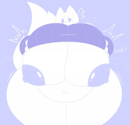 anthro areola big_breasts biped blush blush_lines bodily_fluids bottomless bottomless_female breasts clothed clothing clothing_lift exposed_breasts eyebrows eyelashes female front_view heart_symbol huge_breasts huge_hips huge_thighs hyper hyper_breasts nipples partially_clothed purple_background simple_background solo sweat tail thick_thighs topwear under_boob wide_hips zaclyn discord_(app) clyde_(discord) unknown_species 2026 absurd_res digital_media_(artwork) hi_res