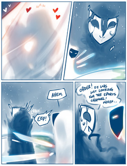 ambiguous_gender anthro being_watched bodily_fluids border caught_in_the_act curtains dialogue dishonesty duo embarrassed female heart_symbol kissing looking_at_another male male/female mask name_drop name_in_dialogue nervous nervous_laugh nervous_smile onomatopoeia panel_skew planet romantic romantic_ambiance romantic_couple sex silhouette silhouetted_sex sound_effects space star sweat sweatdrop text vowelless vowelless_vocalization voyeur white_border conditional_dnp tom_fischbach twokinds ephemural eternal_(twokinds) maren_taverndatter sythe_(twokinds) canid canine canis deity human keidran mammal wolf 2026 adobe_photoshop_(artwork) blue_and_white comic digital_media_(artwork) english_text monochrome sketch spot_color