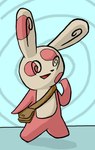 big_ears open_mouth satchel shoulder_bag simple_background spiral_eyes spots standing swirly_eye walking jwatch nintendo pokemon generation_3_pokemon pokemon_(species) spinda aliasing digital_drawing_(artwork) digital_media_(artwork) hi_res