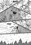 aiming arrow_(weapon) bear blood bodily_fluids bow_(weapon) comic dialogue hi_res holding_object holding_weapon humanoid husky92 male mammal monochrome orc plant ranged_weapon snow snowing tree violence weapon