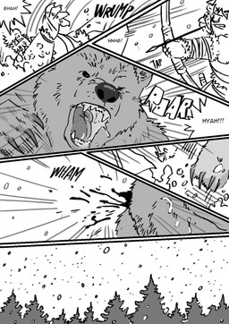 aiming arrow_(weapon) blood bodily_fluids bow_(weapon) holding_object holding_weapon male plant ranged_weapon snow snowing sound_effects tree violence weapon husky92 bear humanoid mammal orc comic hi_res monochrome multiple_scenes