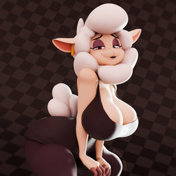 anthro big_breasts breasts cleavage clothed clothing eyeshadow female fully_clothed fur makeup pink_eyes scut_tail short_tail sitting smile solo tail thick_thighs white_body white_fur white_wool wide_hips wool_(fur) reddringer shywearsfangs_(modeler) beat_banger bunfan_games dawna_mabel bovid caprine mammal sheep 1:1 3d_(artwork) digital_media_(artwork) hi_res