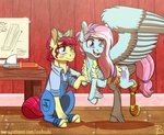 clothing duo female overalls prosthetic prosthetic_leg prosthetic_limb wings inuhoshi-to-darkpen hasbro my_little_pony mythology kerfuffle_(mlp) torque_wrench_(mlp) equid equine horse mammal mythological_creature mythological_equine pegasus pony 2020 hi_res