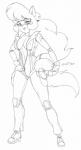 anthro big_breasts breasts cleavage clothed clothing female flightsuit navel skimpy smile solo scificat hanna-barbera swat_kats callie_briggs domestic_cat felid feline felis mammal 2015 hi_res monochrome