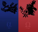 ambiguous_gender duo feral spikes teeth unknown_artist nintendo pokemon generation_6_pokemon legendary_pokemon pokemon_(species) primal_groudon primal_kyogre primal_reversion alpha_channel hi_res