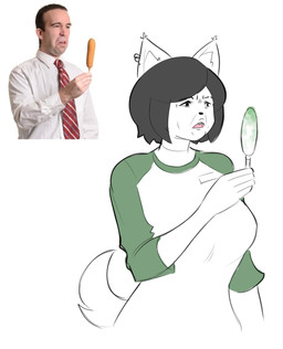 anthro black_hair clothed clothed_anthro clothed_female clothing corndog disgusted_expression disgusted_face female food frown fur green_clothing green_shirt green_topwear hair holding_food holding_object inner_ear_fluff mold_(fungus) multicolored_clothing multicolored_shirt multicolored_topwear open_frown open_mouth real shirt solo stock_photo topwear tuft two_tone_clothing two_tone_shirt two_tone_topwear white_body white_clothing white_fur white_shirt white_topwear theycallhimcake maggie_applebee canid canine canis domestic_dog mammal digital_drawing_(artwork) digital_media_(artwork) english_description half-length_portrait hi_res portrait reference_image