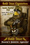2019 2:3 5_fingers advertisement anthro avian back_cover biped bird black_text blue_eyes cigarette cigarette_box cigarette_in_mouth clothing colored comic cover fake_advertisement feathers fingers gun hi_res looking_at_viewer male military_uniform object_in_mouth ranged_weapon rifle smoking solo text tristikov uniform weapon white_body white_feathers white_text yellow_text