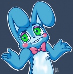 4_fingers ambiguous_gender anthro big_eyes blue_body blue_fur bow_(feature) bow_tie chest_tuft fingers fur gesture green_eyes long_ears looking_at_viewer machine rosy_cheeks shrug simple_background solo tuft thepipefox five_nights_at_freddy's five_nights_at_freddy's_2 scottgames toy_bonnie_(fnaf) animatronic lagomorph leporid mammal rabbit robot 2015 digital_media_(artwork) icon reaction_image unavailable_at_source male_(lore)