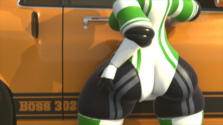 big_butt bodily_fluids butt car clothed clothed_female clothing electronics female green_eyes green_inner_ear hand_on_butt headgear headphones huge_butt huge_hips huge_thighs machine one_eye_closed outside screen screen_face shortstack shortstack_female sweat thick_thighs vehicle wide_hips wink kravenblacktail zoidrawzaton_(modeler) animal_humanoid humanoid lagomorph leporid mammal robot robot_anthro 16:9 3d_(artwork) digital_media_(artwork) hi_res widescreen