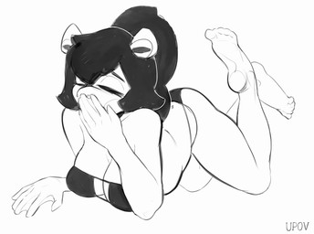 anthro bikini bikini_top bouncing_breasts bouncing_butt breasts butt clothing cute_pose female kicking_feet kissing non-mammal_breasts pose sexy_eyes solo swimwear two-piece_swimsuit wide_hips upov nura_(upov) amphibian frog 2d_animation animated hi_res loop pinup