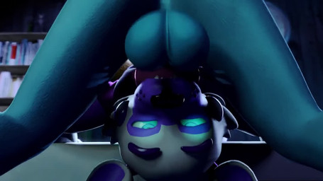 anthro anthro_on_anthro anthro_penetrated anthro_penetrating anthro_penetrating_anthro balls big_balls blue_eyes blurred_background bookshelf bouncing_balls butt duo face_fucking faceless_anthro faceless_character faceless_male fangs fellatio furniture genitals glowing glowing_eyes inside irrumatio knot knot_in_mouth knotted_penis looking_pleasured low-angle_view lying machine male male/male male_penetrated male_penetrating male_penetrating_male on_back oral oral_only penetration penile penis penis_in_mouth sex teal_balls teal_body teeth toothy_fellatio gold_paws jizzyfox_(modeler) five_nights_at_freddy's scottgames sister_location fan_character funtime_freddy_(fnafsl) animatronic bear mammal robot robot_anthro 16:9 3d_(artwork) 3d_animation animated digital_media_(artwork) no_sound short_playtime video widescreen
