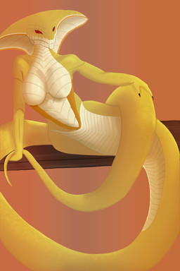 anthro apode female legless serpentine sitting solo ullathani x-com draconcopode naga reptile scalie snake viper_(x-com) 3:2 absurd_res hi_res