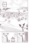 bag building cheek_spots comic day detailed_background dialogue digital_media_(artwork) duo elemental_creature english_text female fence flora_fauna generation_2_pokemon generation_5_pokemon house koko_(aots) leaf monochrome muro_(aots) nintendo open_mouth outside petilil pichu plant pokemon pokemon_(species) pokemon_mystery_dungeon road scarf shadow sky speech_bubble spike_chunsoft standing tail talking_to_another text tongue town tree umikit walking wall_(structure)