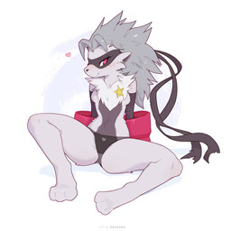 3_toes anthro barefoot black_clothing black_panties black_underwear blush clothed clothing cybernetic_arm cybernetic_limb feet female fur grey_body grey_fur grey_hair hair heart_symbol mask mechanical_arm panties pantsless paws sitting smile smiling_at_viewer solo spread_legs spreading star thick_thighs toes underwear white_body white_fur wide_hips ancesra bandai_namco digimon digimon_beatbreak digimon_(species) gulonine mammal mustelid musteline wolverine wolvermon 1:1 2025 digital_media_(artwork) hi_res