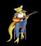 anthro belt biped bottomwear chair clothed clothing denim denim_bottomwear denim_clothing electric_guitar eyes_closed eyewear furniture guitar jeans male musical_instrument pants playing_guitar playing_music plucked_string_instrument pokemorph shirt simple_background sitting solo string_instrument sunglasses topwear torn_clothing white_body white_skin yellow_body yellow_skin latiar flying_v jackson_guitars king_v_(jackson_guitars) nintendo pokemon abra generation_1_pokemon pokemon_(species) 2014 alpha_channel