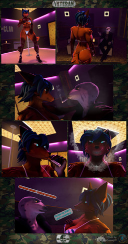 5_fingers anthro big_breasts black_border blue_eyes border bottomwear breasts brown_body brown_fur butt clothed clothed_anthro clothed_female clothing coat dancing dialogue dialogue_box duo female fingers footwear fur furniture greene117 half_naked humanoid_hands inside lothed multicolored_body multicolored_fur neon neon_lights panties pole pole_dancing shoes smoking speech_bubble strip_club stripper_pole striptease text topless topless_anthro topless_female topwear underwear xpasha122x petruz_(modeler) nyx_(petruz) sasha_(greene117) canid canine canis mammal marine pinniped seal wolf 3d_(artwork) absurd_res comic digital_media_(artwork) english_text hi_res huge_filesize