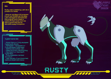 claws cybernetics cyberpunk cyberware digitigrade face_plate feral furless_tail green_body hairless machine male male_feral male_focus markings metallic_body nanobots neon_lights prehensile_tail quadruped solo synthetic tail text toe_claws toony purpleheartdragon cd_projekt_red cyberpunk_2077 cyberpunk_edgerunners rusty_(purpleheartdragon) canid canine mammal robot_feral absurd_res english_text hi_res model_sheet