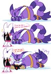 anthro belly black_body black_fur clothing cuddling female footwear fur group humor male male/male overweight purple_body purple_fur sandals shoes size_difference sleeping smothering sound_effects striped_body striped_fur stripes tail tail_motion tailwag text trio vowelless vowelless_sound_effect zzz ohposhers sega sonic_the_hedgehog_(series) big_the_cat rouge_the_bat shadow_the_hedgehog bat domestic_cat eulipotyphlan felid feline felis hedgehog mammal absurd_res comic english_text hi_res