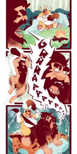 anthro arm_hair barbell_piercing beard belly belly_hair belly_tuft big_belly black_beard black_eyebrows black_facial_hair black_hair bodily_fluids body_hair bottomwear campfire caveman cheek_tuft chest_hair clothing cum cum_on_ground duo excessive_body_hair eyebrows eyes_closed facial_hair facial_tuft food from_behind_position genital_fluids hair head_tuft holding_food holding_object human_to_anthro jewelry leg_hair licking licking_lips licking_own_lips loincloth looking_pleasured male male/male male_anthro male_human moobs musclegut muscular muscular_anthro muscular_human muscular_male necklace nipple_barbell nipple_piercing nipples nude obese obese_anthro obese_male open_mouth outside overweight overweight_anthro overweight_human overweight_male pawpads piercing pink_nipples pink_pawpads plant prehistoric screaming sex shrub sitting species_transformation sweat tan_body tan_skin tongue tongue_out transformation transformation_through_sex tree tuft chocolateandmilk richard_(chocolateandmilk) archaic_human canid canine canis domestic_dog hominin human mammal neanderthal primate wolf absurd_res comic hi_res