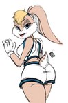 adolescent anthro basketball_uniform blonde_hair clothing female hair looking_at_viewer pressed_up_against solo sportswear uniform young darkfang100 looney_tunes space_jam warner_brothers lola_bunny lagomorph leporid mammal rabbit absurd_res digital_drawing_(artwork) digital_media_(artwork) hi_res sketch