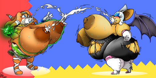ahegao anthro areola belly belly_expansion big_areola big_belly big_breasts big_butt big_nipples blush bodily_fluids breast_expansion breast_milking breastfeeding breasts butt butt_expansion chaos_emerald clothing duo expansion female female/female gem huge_belly huge_breasts huge_butt hyper hyper_breasts lactating looking_pleasured milk nipples obese overweight stuffing surprised sweat sweatdrop torn_clothing weight_gain xanderdwulfe sega sonic_adventure sonic_the_hedgehog_(series) rouge_the_bat tikal_the_echidna bat echidna mammal monotreme 2021 dated