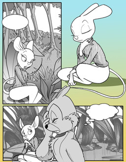 anthro bottomless bottomless_female breasts clothed clothing empty_speech_bubble empty_thought_bubble female forest grass male plant sitting speech_bubble sweater topwear tree turtleneck chris_fischer chip_'n_dale_rescue_rangers disney chip_(disney) gadget_hackwrench chipmunk ground_squirrel mammal mouse murid murine rodent sciurid comic hi_res