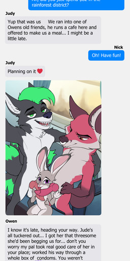 animal_genitalia animal_penis anthro canine_genitalia canine_penis cuckold downward_angle fellatio female furniture genitals group group_chat hand_on_penis infidelity knot knotted_penis looking_at_viewer male oral penile penis sex sofa text_message texting texting_ui trio caesarus disney zootopia judy_hopps owen_(amadose) shadow_(shadowthedarkninetales) canid canine fox lagomorph leporid mammal rabbit absurd_res hi_res