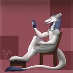 1:1 anthro digital_drawing_(artwork) digital_media_(artwork) erection fluffy fluffy_tail fur genitals grey_body grey_fur hair hi_res male malekart masturbation nude open_mouth paws penile penile_masturbation penis sergal shaded simple_background smile solo tail tongue