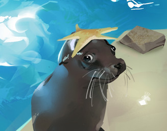 ambiguous_gender brown_body detailed_background feral male mouth_closed rock solo water whiskers rekkadraws aquatic asterozoan echinoderm mammal pinniped sea_lion starfish 2026 digital_media_(artwork) english_description meme redraw