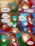 anthro blue_eyes blue_hair brown_hair butt christmas christmas_clothing christmas_headwear clothed clothing colored comic conditional_dnp countershading dialogue digital_media_(artwork) duo english_text felid female flora_(twokinds) fur hair hat headgear headwear holidays horn human keidran kiss_on_lips kissing kissing_bough legwear male mammal mistletoe open_mouth orange_body orange_fur pantherine plant santa_hat smile text tiger tom_fischbach trace_legacy twokinds white_body white_fur