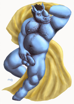 anthro armpit_hair balls beard bed_sheet bedding belly belly_hair biceps blue_eyes body_hair chest_hair facial_hair feet flaccid foreskin genitals hand_behind_head hand_on_penis happy_trail male manly moobs muscular muscular_legs muscular_thighs navel nipples nude pecs penis pose pubes reclining simple_background slightly_chubby solo white_background misaligned mammal rhinoceros 2019 hi_res pinup