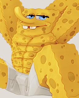 abs big_eyes blue_eyes boxers_(clothing) bulge clothing eyelashes hands_behind_head large_teeth long_nose low-angle_view male muscular muscular_male nipples not_furry pecs relaxing simple_background smile solo spread_legs spreading trypophobia underwear yellow_body yellow_nipples ravuer nickelodeon spongebob_squarepants spongebob_squarepants_(character) aquatic humanoid sea_sponge 4:5 absurd_res hi_res