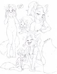 anthro blush clothed clothing feet female flat_chested genitals hair loli navel nipple_slip nipples nude off_shoulder overalls pawpads paws ponytail pussy soles solo toes topwear young young_anthro young_female malachyte alannah_(foulcritter) canid canine fox mammal red_fox true_fox 2021 graphite_(artwork) hi_res traditional_media_(artwork)