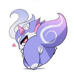 female feral fur genitals heart_symbol nude presenting presenting_vulva purple_body purple_fur red_eyes simple_background solo tail vulva godforgiveme4 sword_x_staff zeioletus hi_res watermark