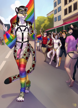 4_toes 5_fingers accessory anthro arm_warmers armwear balls biped blurred_character bulge cheerin city clothed clothing digitigrade feet female femboy fingers flag flagpole genitals glans group hair hair_accessory hair_tie harness hindpaw humanoid_genitalia humanoid_penis jockstrap leg_warmers legwear lgbt_pride long_hair male male_anthro marching nude pantsless paws penis pride_colors pride_parade public public_nudity rainbow_flag rainbow_pride_flag rainbow_symbol six-stripe_rainbow_pride_colors solo_focus street toes underwear essien essien_(character) umbrose bear canid canine canis domestic_cat felid feline felis fox mammal pantherine reptile scalie snow_leopard turtle wolf absurd_res hi_res