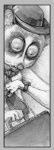 anthro big_eyes bookmark_design border clock clothing grey_border hat headgear headwear male necktie solo suitcase watch wristwatch hibbary loris lorisoid mammal primate slender_loris strepsirrhine 2007 graphite_(artwork) greyscale monochrome traditional_media_(artwork)